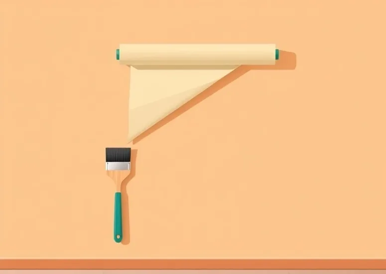 Pose de papier peint, rouleau et brosse à maroufler